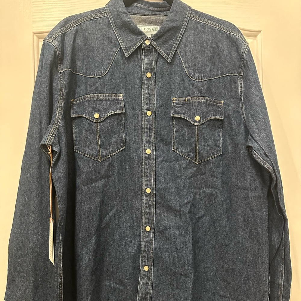 Tecovas Blue Denim Casual Button Down Shirt